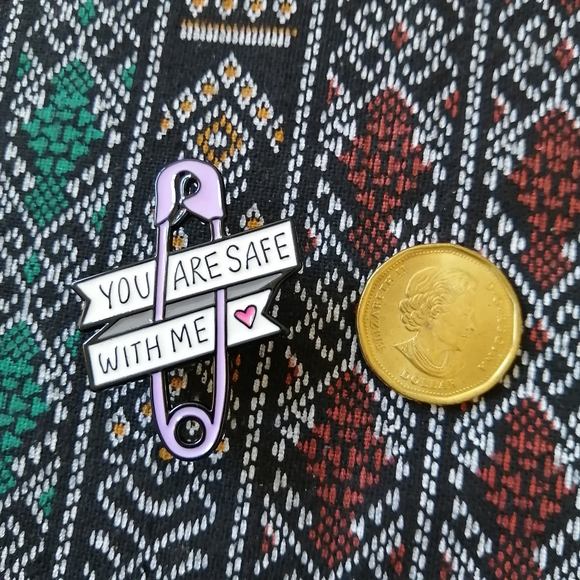 📍2/20$ You Are Safe With Me Enamel Pin NWOT - Picture 2 of 6